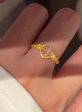 小红书爆款新中式月光繁花戒指女