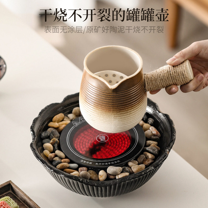 烤奶茶罐陶壶罐罐壶网红家用配件炉煮茶器具围炉侧把壶可干烧碳火,淘宝优惠券,粉丝福利购,淘宝优惠卷