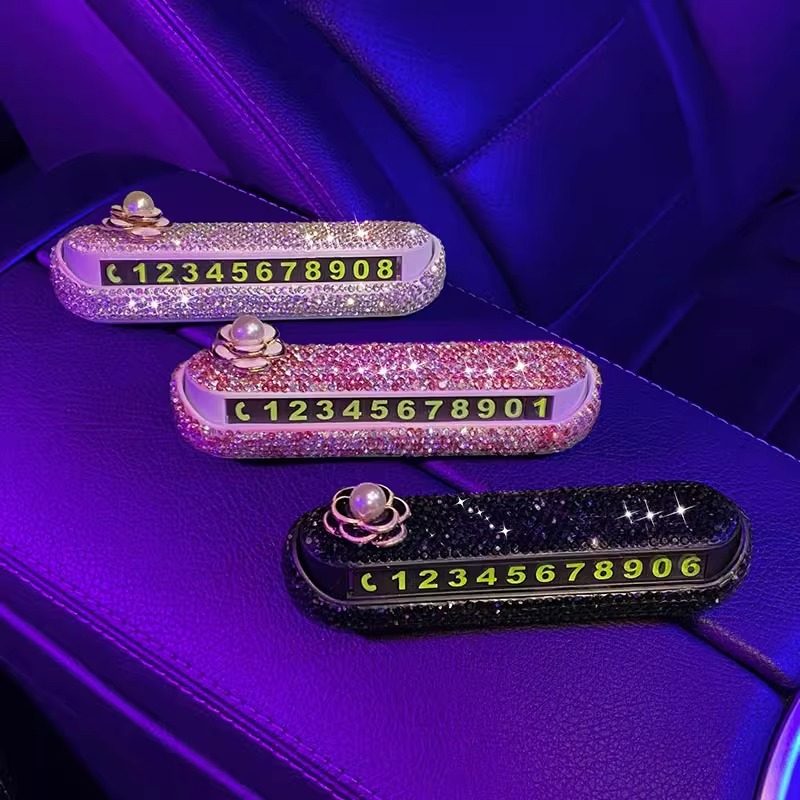 汽车临时停车号码牌镶钻小熊车内饰品数字摆件车载挪车电话牌女生,淘宝优惠券,粉丝福利购,淘宝优惠卷