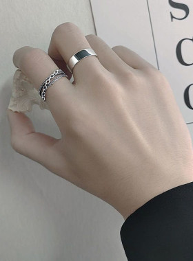 高级感戒指男痞帅潮牌冷淡风小众个性潮款开口复古简约男士单身戒