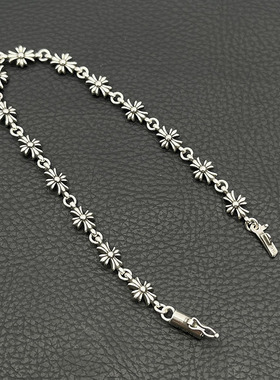 ODEK朋克风复古tiny e十字花手链欧美小众十字架经典款男女满花