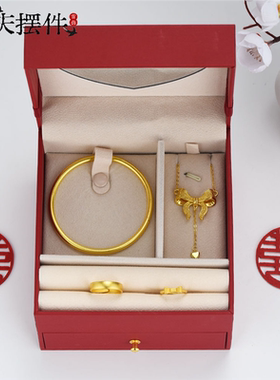 假三金首饰一套订婚仿真五金套装沙金摆件结婚摆台道具婚礼假黄金