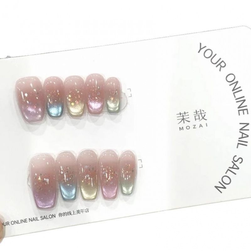 新款纯欲气质法式猫眼纯手工穿戴甲高级显白美甲贴片 - 图3