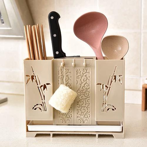 厨房筷子笼壁挂式沥水置物架托家用筷筒厨房筷笼刀架一体收纳盒子 - 图1
