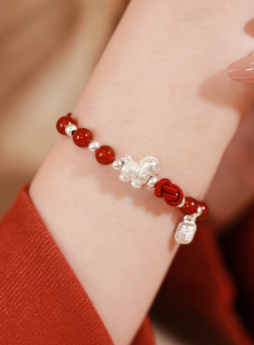 本命年红手绳生肖马手链纯银999