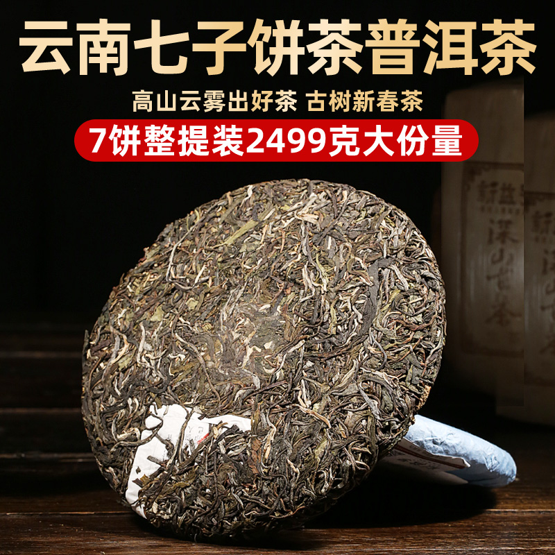 普洱茶生茶2023新益号普洱生茶饼云南七子饼勐海生普洱茶叶古树