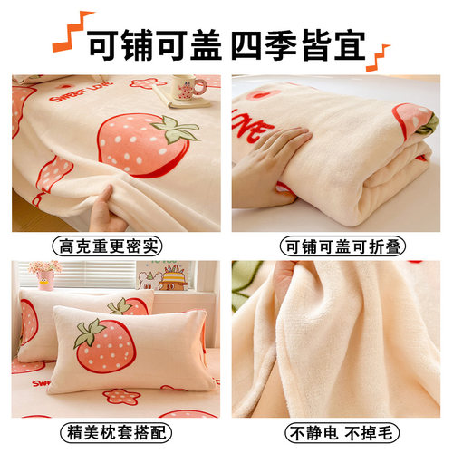 2025新款冬季加厚牛奶绒床单单件学生宿舍单人保暖双面法兰绒被单 - 图3
