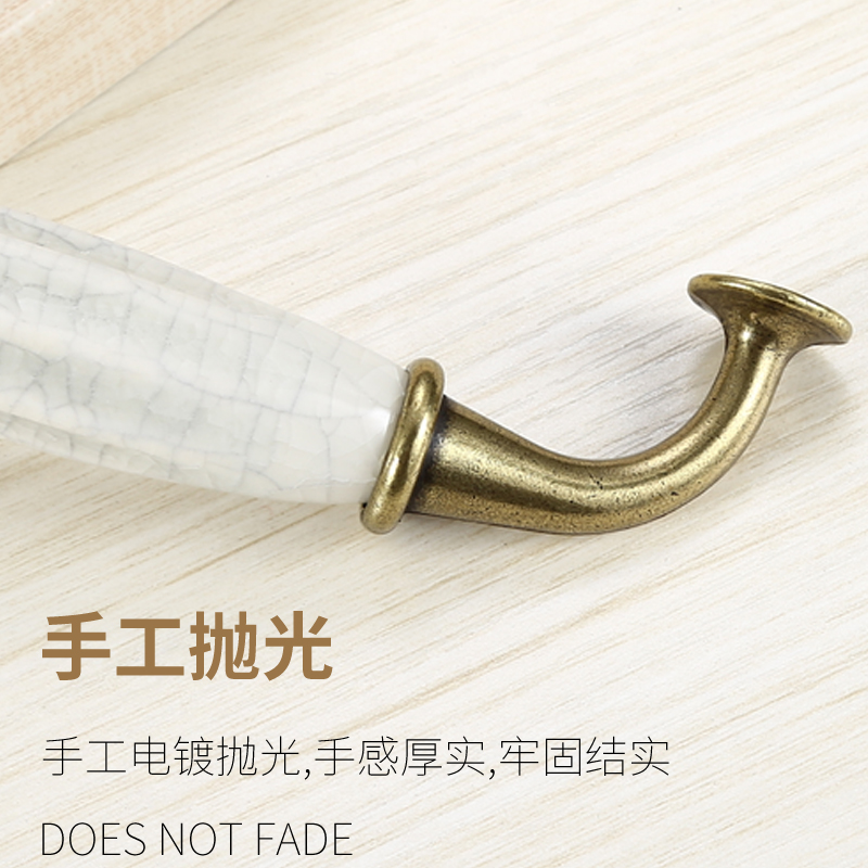 欧式陶瓷拉手古铜色裂纹仿古抽屉橱柜衣柜门拉手五金配件门把手 - 图1