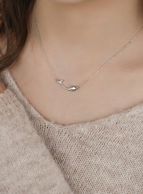 S999纯银海豚吊坠项链女款网红