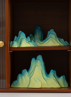 新中式陶瓷假山笔架小摆件