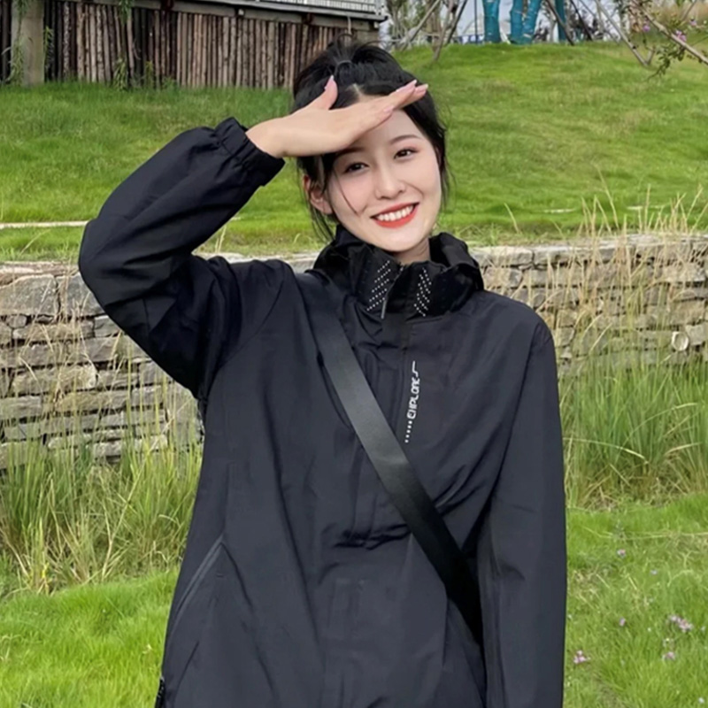 NASA联名冲锋衣男女户外进藏登山服外套可拆卸帽子防风防水夹克女 - 图1