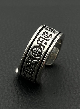 ODEK高级感复古厚重卷轴开口戒指欧美小众嘻哈指环霸气朋克经典潮