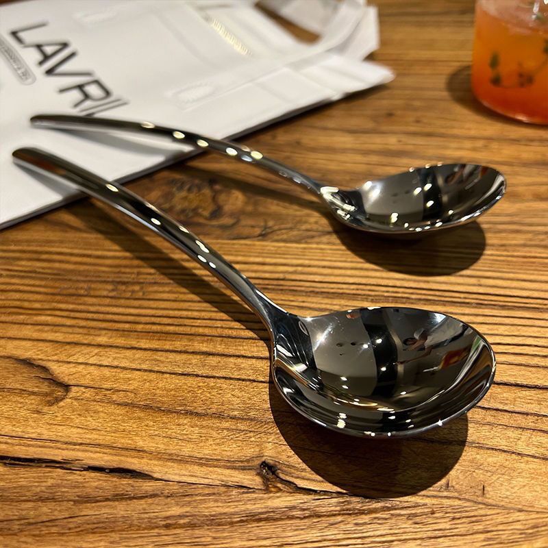 勺子不锈钢316加厚韩式家用勺ins高颜值长柄网红喝汤学生吃饭汤匙 - 图0