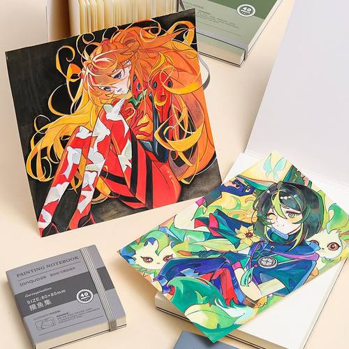 蓝果绘画本摸鱼本奇妙绘可撕水彩颜料本手帐笔马克笔专用摸鱼小巧便携加厚丙烯卡纸不透墨拍纸本素描本手账本 - 图3