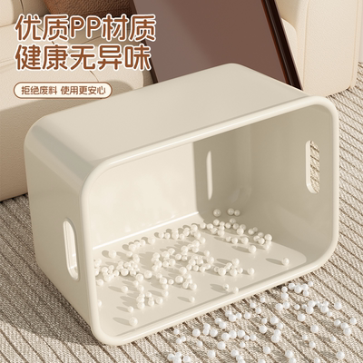 4个桌面杂物收纳盒带盖化妆品零食整理长方形塑料储物筐厨房盒子