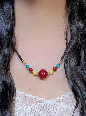 原矿朱砂万福转运珠吊坠高含量紫