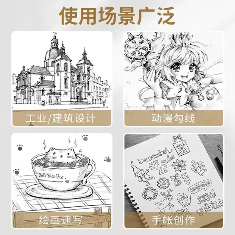 彩色针管笔勾线笔美术专用套装小学生防水描线笔速干简笔勾勒笔动漫设计描边速写笔双头软头油性荧光办公粗细-图2