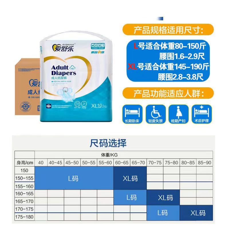 爱舒乐成人纸尿裤l/xl老人病人腰贴型除臭加厚尿不湿一次性产妇 - 图3