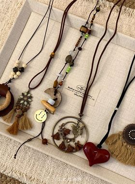 新中式复古民族风长款吊坠女小众百搭叠戴韩系时尚潮流配饰项链