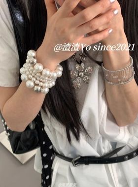 多层ins缠绕珍珠手链女韩系简约百搭串珠手串高级感手镯