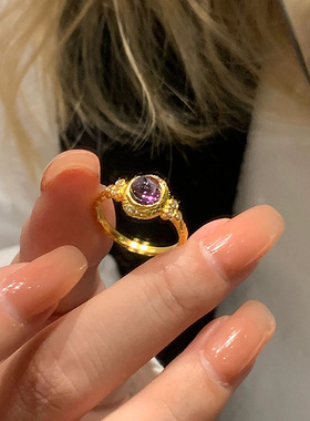 法式轻奢占仆师魔法戒指傲慢与偏见高级感神秘紫水晶指环复古