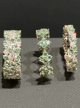 高版本淡绿色白粉钻麦穗戒指女宽版窄版指环送女朋友七夕礼物锆石