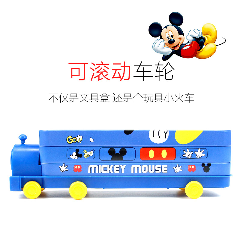 Disney Princess Elsa Pencil Box Mickey Children Kindergarten Train Stationery Box Stylus Box Car Cartoon Pencil Box Frozen Spider-Man Multifunctional Pen Bag Christmas Gift