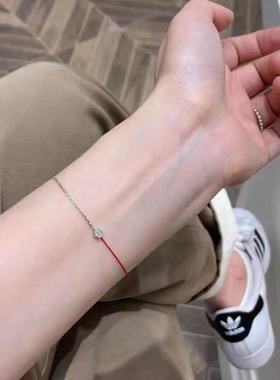 赵露思同款手链法国redline圆钻小红绳手链本命年红绳情侣手链
