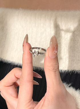 S925纯银双子四芒星戒指