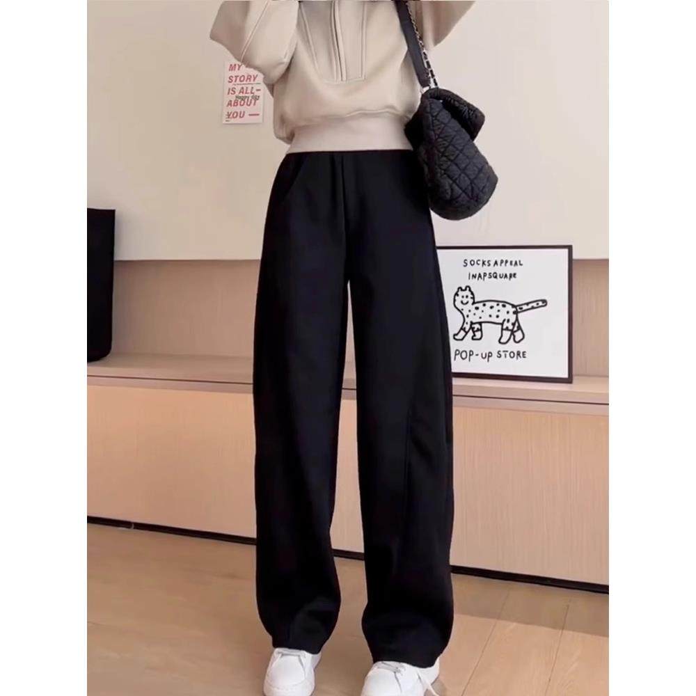 窄版香蕉裤女秋冬裤子2025新款小个子阔腿直筒运动裤加绒卫裤大码,淘宝优惠券,粉丝福利购,淘宝优惠卷