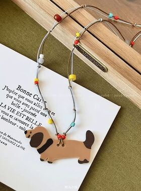 圣诞小狗~卡通吊坠项链女2025新款爆款毛衣链小众设计感百搭配饰