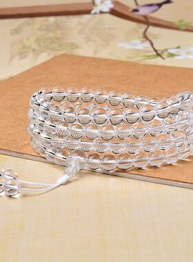 厂家白水晶手链108颗白水晶佛珠念珠手串多圈108粒白水晶手串