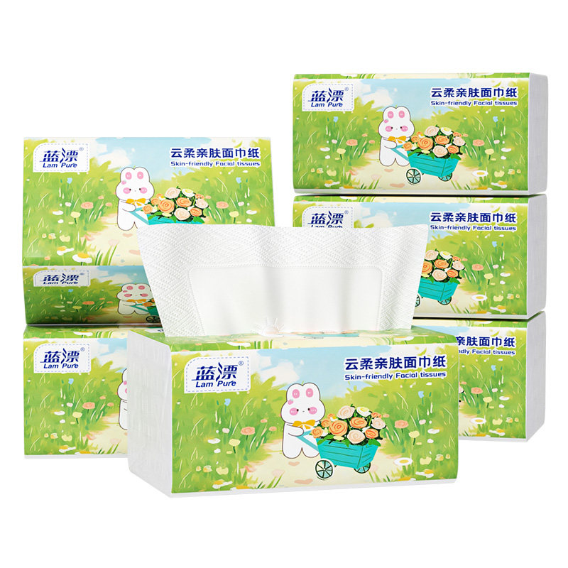 云柔亲肤面巾纸480张大包装家用抽纸四边压花好耐用印花抽纸巾