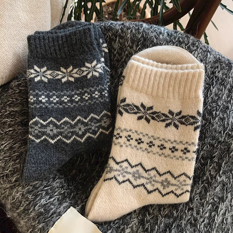 费尔岛羊毛堆堆袜子女加厚保暖中筒袜秋冬季冬天地板长筒袜加绒,淘宝优惠券,粉丝福利购,淘宝优惠卷