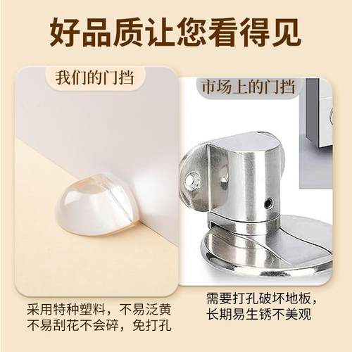 门挡防撞硅胶阻门器家用免打孔圆形透明门碰卫生间门吸创意防撞贴 - 图1