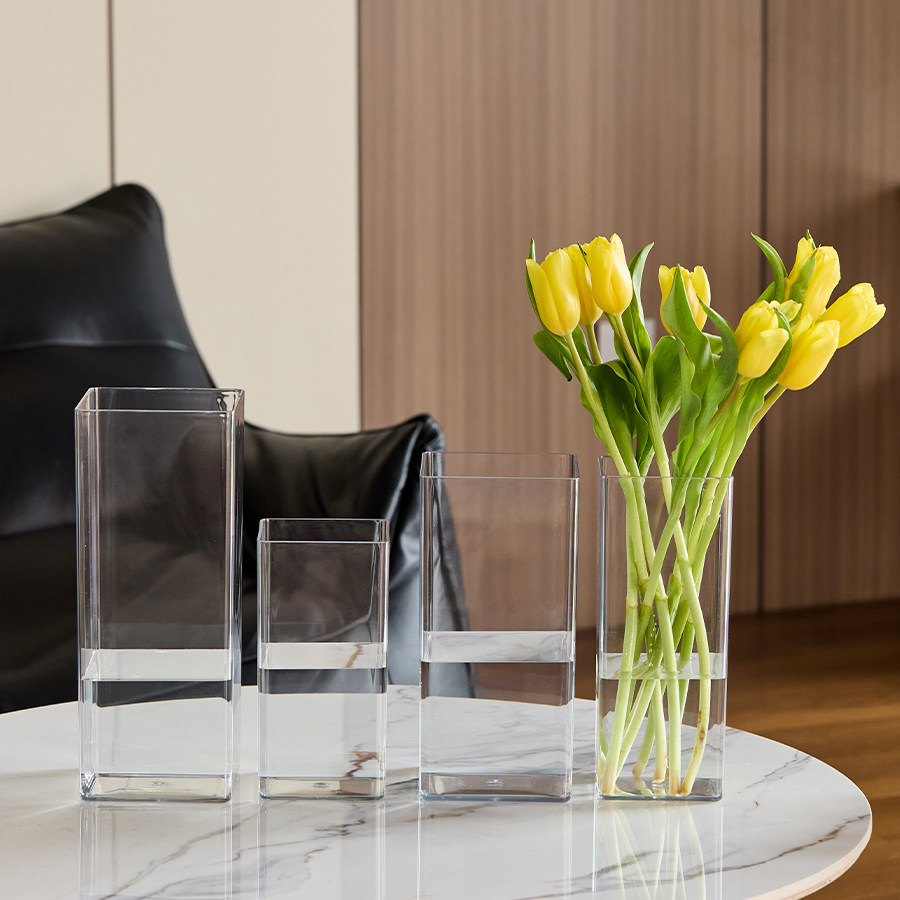 亚克力防摔花瓶水培插花富贵竹透明方形装饰客厅小电视柜玻璃塑料,淘宝优惠券,粉丝福利购,淘宝优惠卷