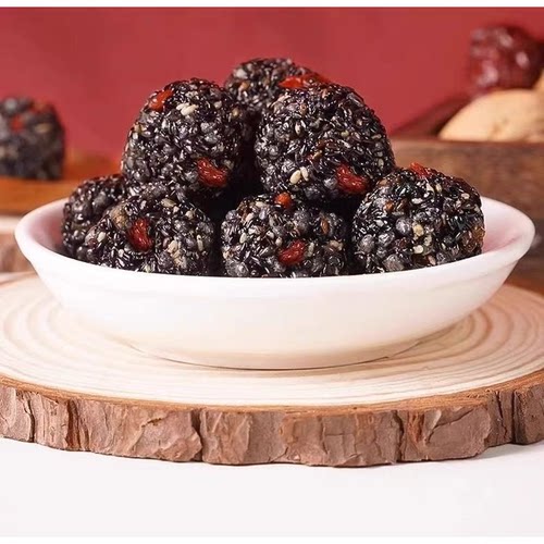黑芝麻丸桑葚红枣枸杞黑芝麻丸球糕点整箱独立包装零食优质旗舰店 - 图1