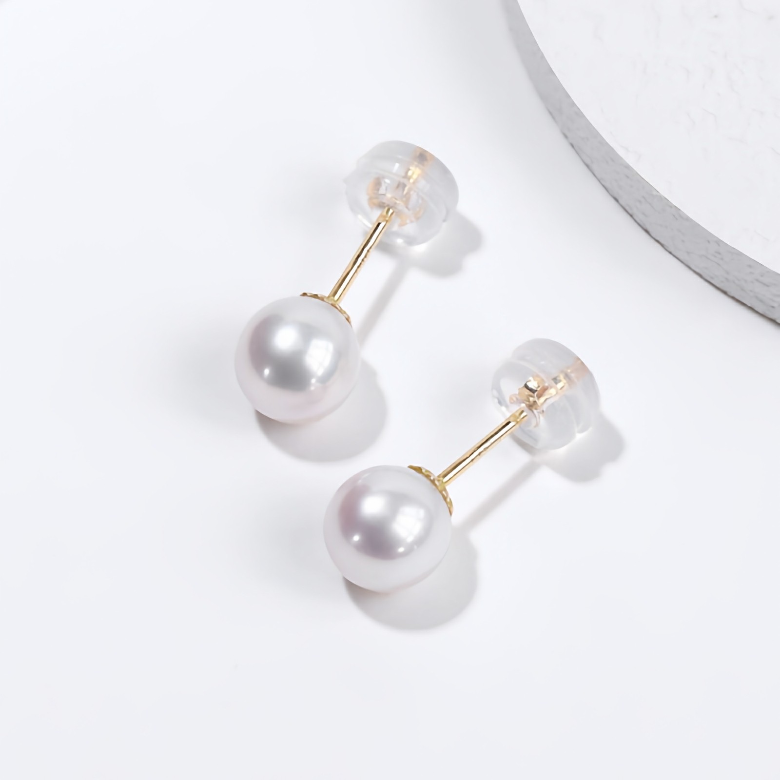 梵宝诸暨淡水珍珠耳钉女正圆强光18K金素钉耳环黄金轻奢质感圆珠,淘宝优惠券,粉丝福利购,淘宝优惠卷