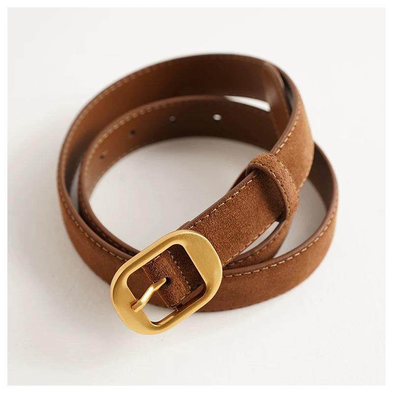 皮带女真皮绒面腰带女复古金针扣配牛仔裤高级感新款裤带,淘宝优惠券,粉丝福利购,淘宝优惠卷