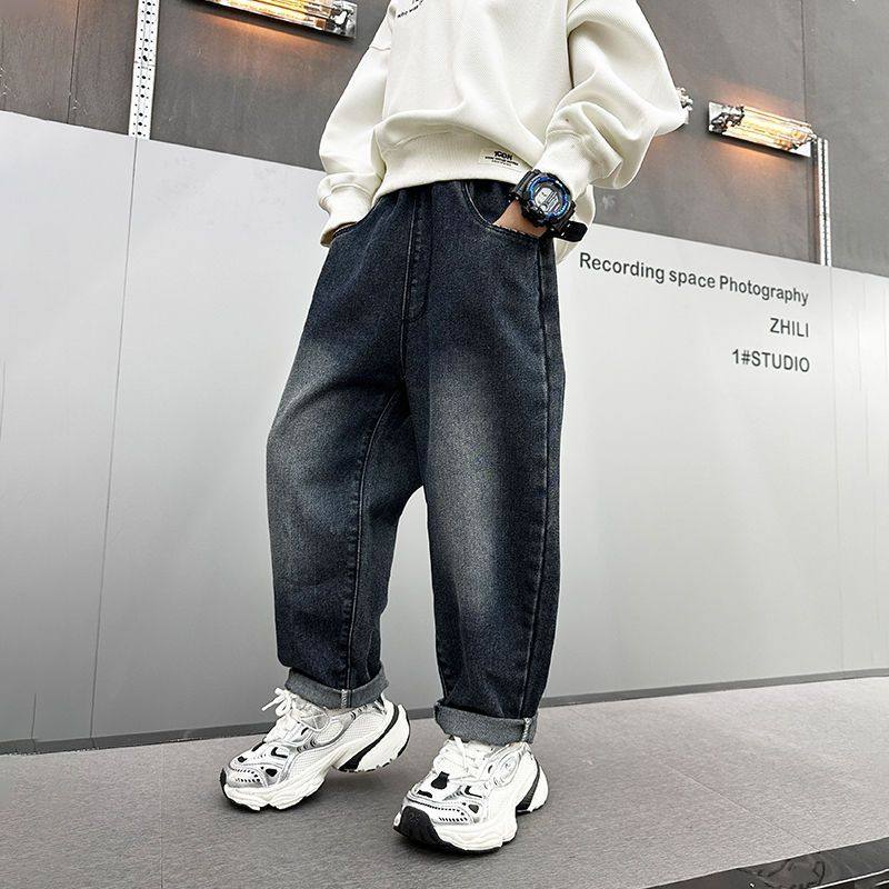 儿童加绒裤子男童春秋冬季加厚牛仔裤中大童宽松休闲潮酷百搭裤子,淘宝优惠券,粉丝福利购,淘宝优惠卷