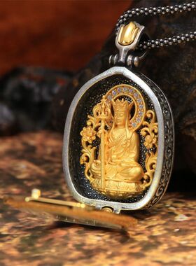 禅意系列地藏王菩萨精工制作嘎乌盒吊坠项链复古做旧小众高级配饰