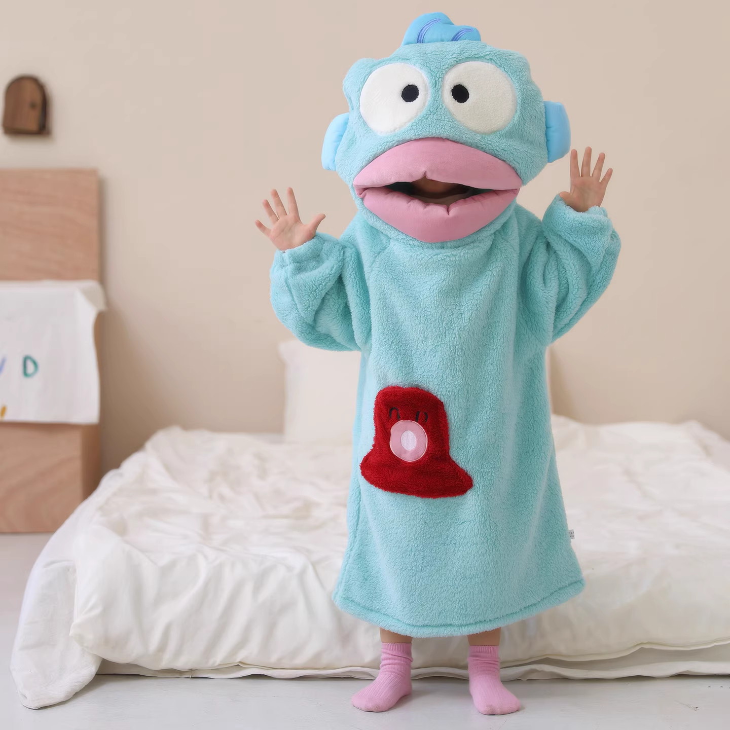 新款丑鱼儿童睡衣连体秋冬季珊瑚绒可爱搞怪连帽睡袍加厚保暖女孩,淘宝优惠券,粉丝福利购,淘宝优惠卷