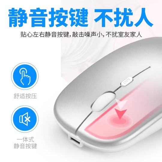 Mu Bluetooth wireless mouse suitable for desktop computers, silent ergonomics, girls' office, rechargeable notebook