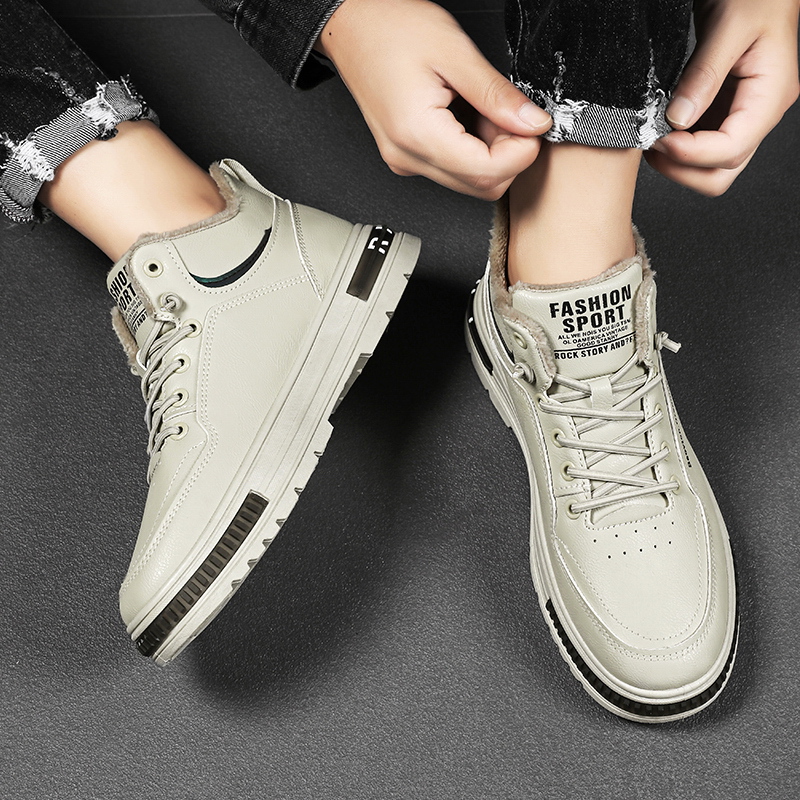 冬季男鞋加绒保暖棉鞋男款马丁靴运动二棉板鞋一脚蹬皮鞋休闲防水 - 图3