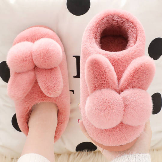 Cotton slippers for women winter 2024 new indoor home couple home warm confinement non-slip wool slippers winter