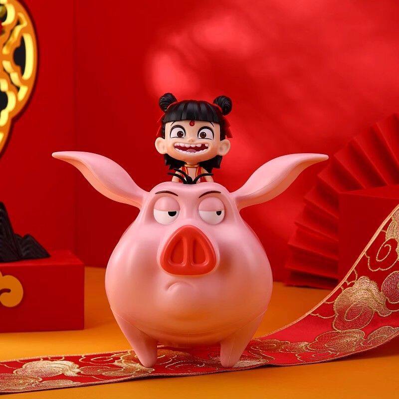 正版授权哪吒之魔童闹海手办飞天猪周边玩偶爆米花桶造型桶礼物