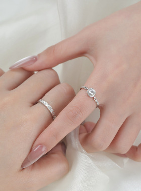 999纯银方糖情侣戒指轻奢小众