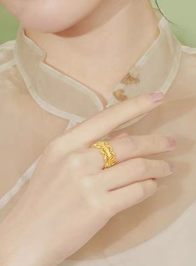 新中式金色镂空皇冠戒指女复古宫廷风轻奢精致小众国风高级感指环