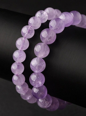 女友情人礼物薰衣草紫玉手链紫水晶紫色水晶手串男女珠子冰种