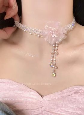 野心家原创【名媛序曲】甜美气质蝴蝶结锆石项链设计感choker颈链